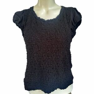 DKNY Black Sleeveless Fitted Smocked Top Size M